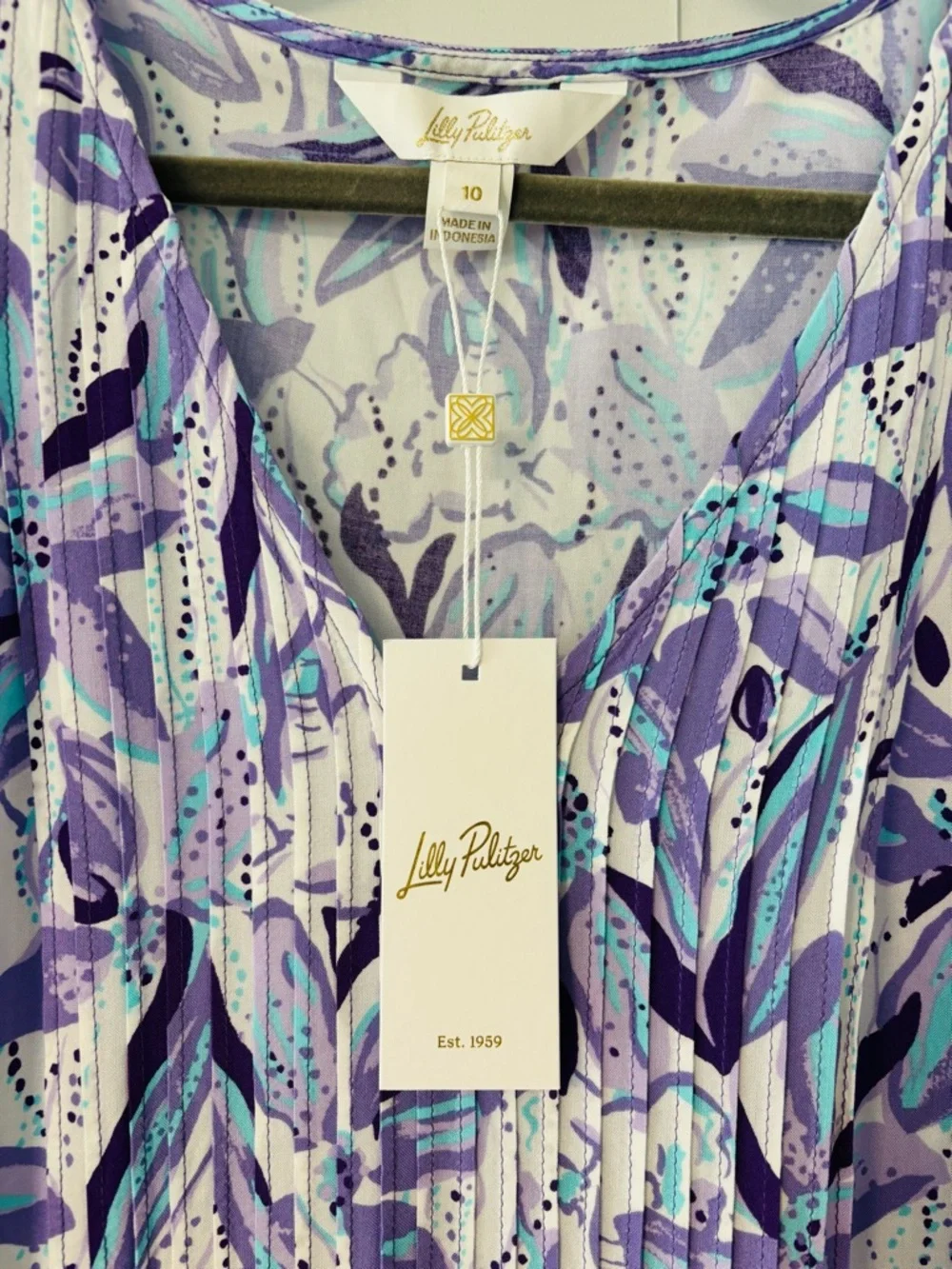 Lilly Pulitzer NWT Danika Tunic Dress Purple Elephant In The Bloom Size 10 - Picture 6 of 9